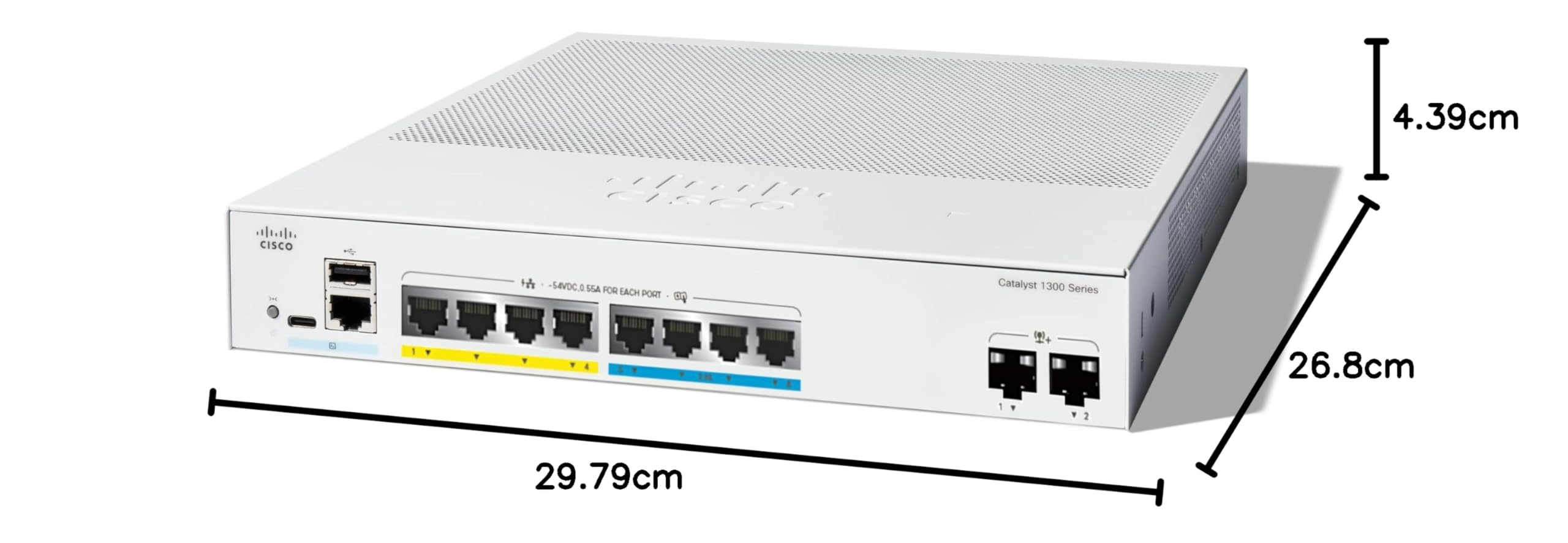 ルーター・ネットワーク機器 Cisco Catalyst 1300-8T-E-2G Cisco Catalyst 1300 8-Port Gigabit Ethernet Switch with External